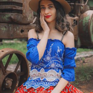 Vintage Blue Blouse & Skirt